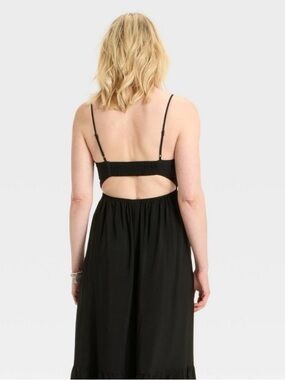 A new day Open back Spaghetti-Strap Midi/ Maxi‎ Dress Summer Black Large